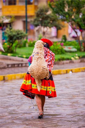 Woman carrying her sheep, Ollantaytambo, Peru, South America Foto de stock - Con derechos protegidos, Código: 841-08645382