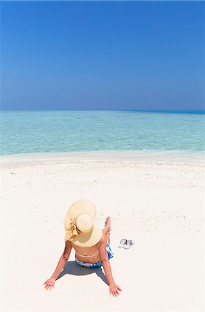 Woman on sandbank, Kaafu Atoll, Maldives, Indian Ocean, Asia Stock Photo - Rights-Managed, Code: 841-08645481