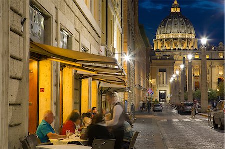 St. Peters and Piazza San Pietro at dusk, Vatican City, UNESCO World Heritage Site, Rome, Lazio, Italy, Europe Stock Photo - Rights-Managed, Code: 841-08663674