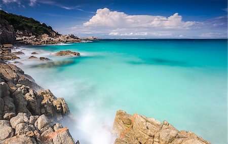 White rocks and cliffs frame the waves of turquoise sea, Santa Teresa di Gallura, Province of Sassari, Sardinia, Italy, Mediterranean, Europe Stock Photo - Rights-Managed, Code: 841-08781731