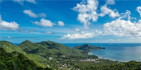 Panoramic view from the highest peak on the island of Koh Tao, Thailand, Southeast Asia, Asia Foto de stock - Con derechos protegidos, Código: 841-08781797