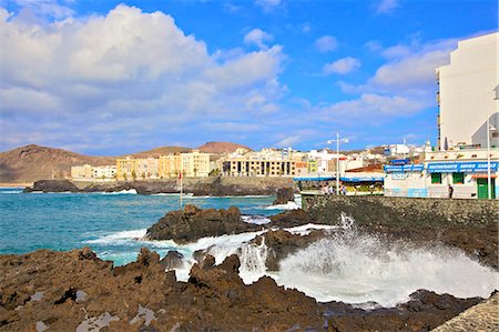 Playa de las Canteras Beach, Santa Catalina District, Las Palmas de Gran Canaria, Gran Canaria, Canary Islands, Spain, Atlantic Ocean, Europe Foto de stock - Con derechos protegidos, Código: 841-08797728