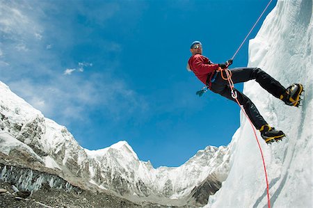 Climbing practice near Everest Base Camp, Khumbu Region, Himalayas, Nepal, Asia Stock Photo - Rights-Managed, Code: 841-08797840