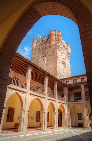 View from Inner Courtyard, Castle of La Mota, built 12th century, Medina del Campo, Valladolid, Castile y Leon, Spain, Europe Stock Photo - Rights-Managed, Code: 841-08797993