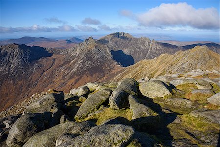 scotland - View of the Northern Mountains from the top of Goatfell, Isle of Arran, North Ayrshire, Scotland, United Kingdom, Europe Stock Photo - Rights-Managed, Code: 841-08821790