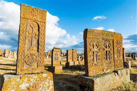 simsearch:841-08860751,k - Medieval Khachkars carved memorial stele, Noratus cemetery, Sevan Lake, Gegharkunik province, Armenia, Caucasus, Asia Stockbilder - Lizenzpflichtiges, Bildnummer: 841-08860615