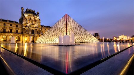 famous sculpture in museum - Louvre and Pyramide at dusk, Paris, France, Europe Stock Photo - Rights-Managed, Code: 841-08860758