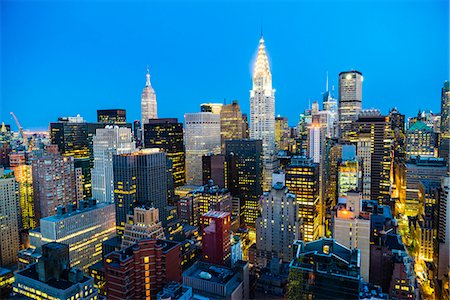 Manhattan skyline, Empire State Building and Chrysler Building, New York City, United States of America, North America Stock Photo - Rights-Managed, Code: 841-08860797