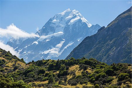 View to Aoraki (Mount Cook), Mount Cook Village, Aoraki (Mount Cook) National Park, UNESCO World Heritage Site, Mackenzie district, Canterbury, South Island, New Zealand, Pacific Foto de stock - Con derechos protegidos, Código: 841-08860997