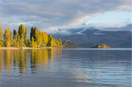 View across tranquil Lake Wanaka, autumn, Roys Bay, Wanaka, Queenstown-Lakes district, Otago, South Island, New Zealand, Pacific Stock Photo - Rights-Managed, Code: 841-08861014