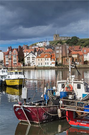 simsearch:841-06345034,k - View of fishing boats in the harbour and the town centre, Whitby, Yorkshire, England, United Kingdom, Europe Stock Photo - Rights-Managed, Code: 841-09055271