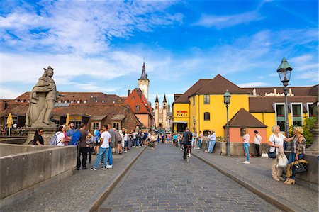 Old Bridge, Townhall and cathedral, Wurzburg, Franconia, Bavaria, Germany, Europe Stockbilder - Lizenzpflichtiges, Bildnummer: 841-09055318