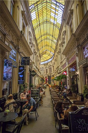 Covered cafe pedestrian street, Old Quarter, Bucharest, Romania, Europe Stock Photo - Rights-Managed, Code: 841-09055442