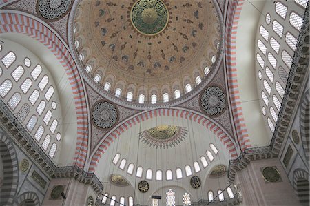 suleymaniye mosque - Interior, Suleymaniye Mosque, UNESCO World Heritage Site, Istanbul, Turkey, Europe Foto de stock - Con derechos protegidos, Código: 841-09055630