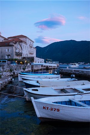 Perast at twilight, Bay of Kotor, Montenegro, Europe Stock Photo - Rights-Managed, Code: 841-09055688