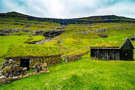Museum of overgrown houses, Saksun, Streymoy, Faroe Islands, Denmark, Europe Stock Photo - Rights-Managed, Code: 841-09076809