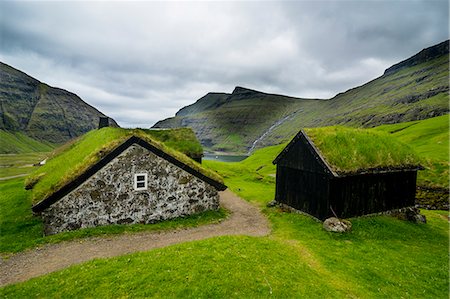 Museum of overgrown houses, Saksun, Streymoy, Faroe Islands, Denmark, Europe Stock Photo - Rights-Managed, Code: 841-09076811