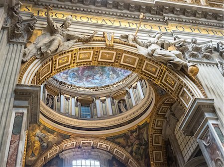 decorative cathedrals buildings - Interior, St. Peter's Basilica, Vatican City, Rome, Lazio, Italy, Europe Stock Photo - Rights-Managed, Code: 841-09076882