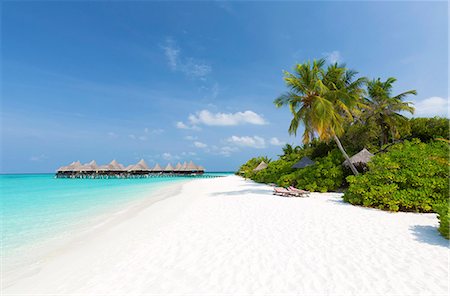 simsearch:6119-07451094,k - View along tropical beach towards over-water villas, Coco Palm Resort, Dhuni Kolhu, Baa Atoll, Republic of Maldives, Indian Ocean, Asia Photographie de stock - Rights-Managed, Code: 841-09076950