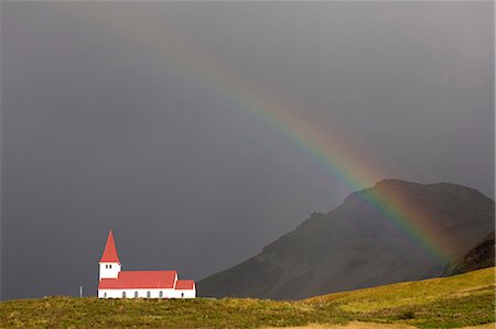 simsearch:841-09077030,k - Church and rainbow against stormy sky and mountains, Vik Y Myrdal, South Iceland, Polar Regions Photographie de stock - Rights-Managed, Code: 841-09076992