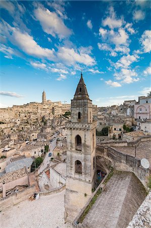 simsearch:841-08357797,k - View of the ancient town and historical center called Sassi, perched on rocks on top of hill, Matera, Basilicata, Italy, Europe Stock Photo - Rights-Managed, Code: 841-09085857