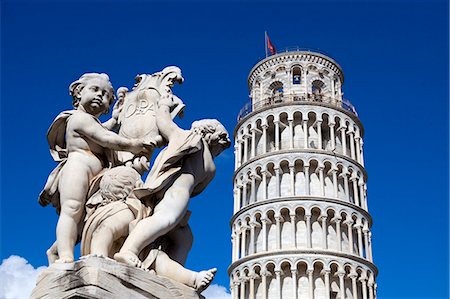 The Leaning Tower of Pisa, campanile or bell tower, Fontana dei Putti, Piazza del Duomo, UNESCO World Heritage Site, Pisa, Tuscany, Italy, Europe Photographie de stock - Rights-Managed, Code: 841-09086066