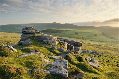 sunrise field - View from Belstone Common looking west towards Yes Tor on the northern edge of Dartmoor, Devon, England, United Kingdom, Europe Stock Photo - Rights-Managed, Code: 841-09086209