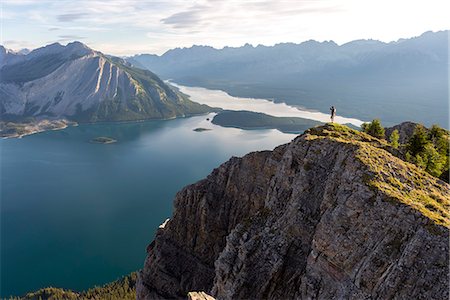 Breathtaking view at sunrise of Kananaskis Lake from peak of hike, Alberta, Rocky Mountains, Canada, North America Stock Photo - Rights-Managed, Code: 841-09086220