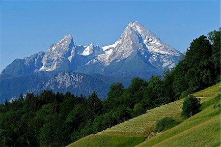 physical geography in germany - Watzmann Mountain, 2713m, Berchtesgaden, Upper Bavaria, Bavaria, Germany, Europe Stock Photo - Rights-Managed, Code: 841-09086288