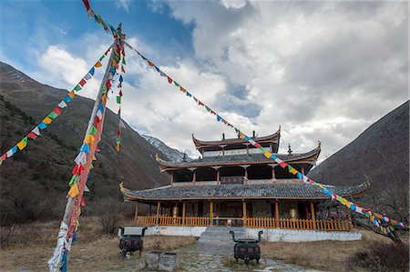 prayer flag - Huanglong Middle Temple, Huanglong, Sichuan province, China, Asia Stock Photo - Rights-Managed, Code: 841-09086487