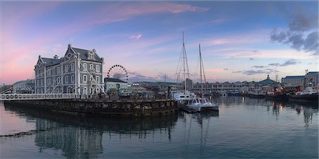 Victoria and Alfred Waterfront, (V and A Waterfront) (The Waterfront) at dawn, Cape Town, Western Cape, South Africa, Africa Stock Photo - Rights-Managed, Code: 841-09086532