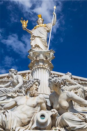symmetrical buildings which is famous - Pallas Athene statue in front of The Austrian Parliament building, Vienna, Austria, Europe Stock Photo - Rights-Managed, Code: 841-09119168