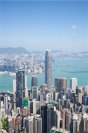 simsearch:841-09135258,k - City skyline, viewed from Victoria Peak with Two International Finance Centre (2IFC), Hong Kong, China, Asia Foto de stock - Con derechos protegidos, Código: 841-09119241