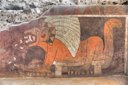 simsearch:841-08887341,k - Wall Mural of Jaguar, Palace of Tetitla, Teotihuacan Archaeological Zone, UNESCO World Heritage Site, State of Mexico, Mexico, North America Fotografie stock - Rights-Managed, Codice: 841-09135413