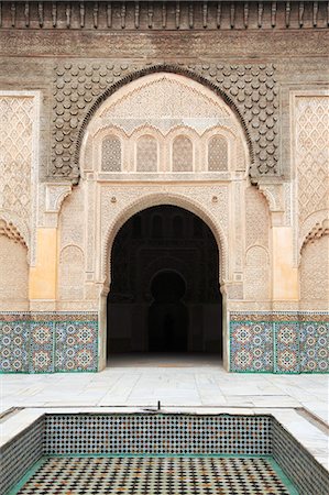 Medersa Ben Youssef, Madrasa, 16th century College, UNESCO World Heritage Site, Marrakesh (Marrakech), Morocco, North Africa, Africa Stock Photo - Rights-Managed, Code: 841-09135421