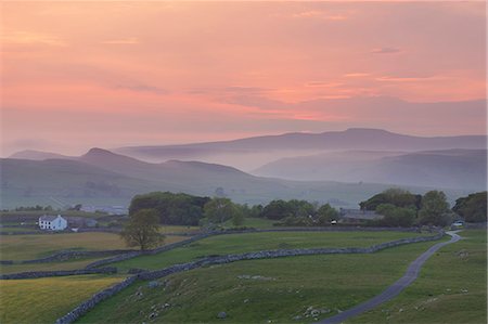 Ingleborough and Smearsett Scar from Winskill Stones Nature Reserve at sunset, Ribblesdale, Yorkshire Dales, Yorkshire, England, United Kingdom, Europe Stock Photo - Rights-Managed, Code: 841-09147526