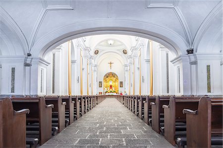 empty pew - Interior of the cathedral La Merced in Antigua, UNESCO World Heritage Site, Guatemala, Central America Stock Photo - Rights-Managed, Code: 841-09155066