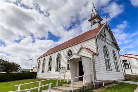 simsearch:6119-08268198,k - Traditional white wooden church, British Flag, Central Stanley, Port Stanley, Falkland Islands, South America Photographie de stock - Rights-Managed, Code: 841-09163002