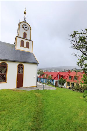 denmark traditional house - Cathedral near the harbour of Torshavn, Streymoy Island, Faroe Islands, Denmark, Europe Stock Photo - Rights-Managed, Code: 841-09163041