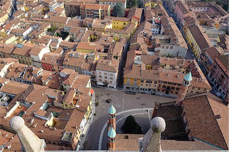 View of Cremona from the Torrazzo, the bell tower of the Cathedral of Cremona, Lombardy, Italy, Europe Stock Photo - Rights-Managed, Code: 841-09163446