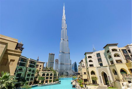 famous place burj khalifa - Burj Khalifa and Lake, Downtown, Dubai, United Arab Emirates, Middle East Stock Photo - Rights-Managed, Code: 841-09174630