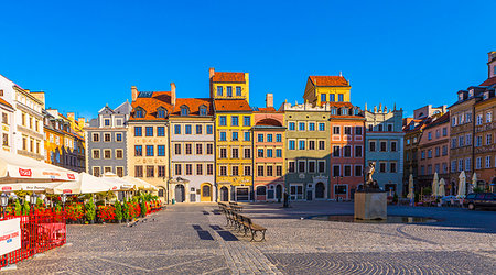 Old Town Market Square and the Warsaw Mermaid, UNESCO World Heritage Site, Old Town, Warsaw, Poland, Europe Stock Photo - Rights-Managed, Code: 841-09183567