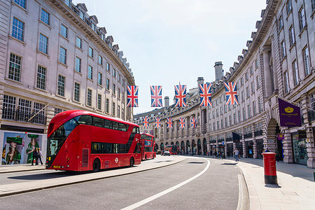 double-decker bus - Union flags flying in Regent Street, London, W1, England, United Kingdom, Europe Stock Photo - Rights-Managed, Code: 841-09183618