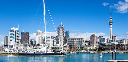 simsearch:841-09194485,k - Viaduct Harbour waterfront area and Auckland Marina, Auckland skyline, Sky Tower, Auckland, North Island, New Zealand, Pacific Foto de stock - Direito Controlado, Número: 841-09194507