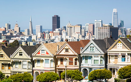 palaos - View of Painted Ladies, Victorian wooden houses, Alamo Square, San Francisco, California, United States of America, North America Stock Photo - Rights-Managed, Code: 841-09204960