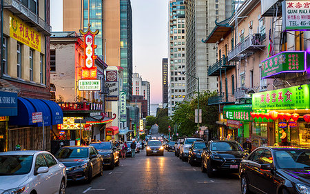 simsearch:841-09204973,k - View of traditionally decorated street in Chinatown at dusk, San Francisco, California, United States of America, North America Photographie de stock - Rights-Managed, Code: 841-09204991