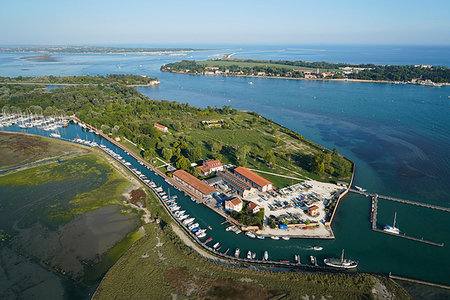 View of Venice from the helicopter, Venice Lagoon, UNESCO World Heritage Site, Veneto, Italy, Europe Stock Photo - Rights-Managed, Code: 841-09230000