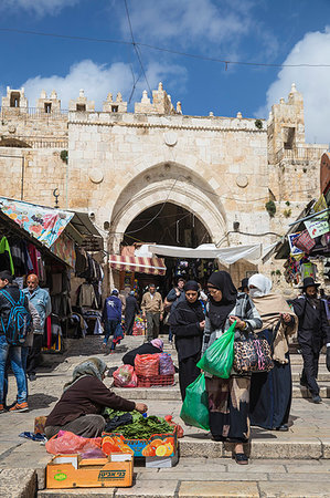 Damascus Gate, Muslim Quarter, Old City, UNESCO World Heritage Site, Jerusalem, Israel, Middle East Photographie de stock - Rights-Managed, Code: 841-09241934