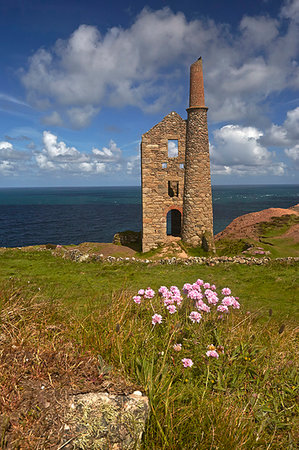 sea and mining - The restored Wheal Owles tin mine on the cliff tops above Botallack, Cornwall, England, United Kingdom, Europe Stock Photo - Rights-Managed, Code: 841-09242230