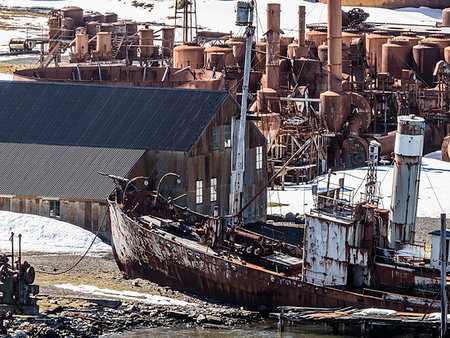 simsearch:841-06034502,k - Old whaling catcher ship at Grytviken, now cleaned and refurbished for tourism on South Georgia Island, Atlantic Ocean Foto de stock - Con derechos protegidos, Código: 841-09255567